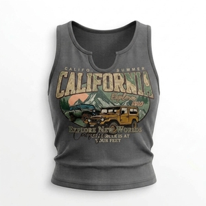 Explorer Summer Tank <b>Top</b> Women's Cotton Scoop Neck Casual Printed Design Breathable Knitted Front Logo OEM ODM - Product Image 1
