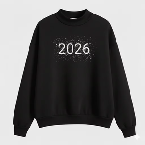 Sweat-shirt décontracté pour femme, col montant surdimensionné, imprimé, avec badge à sequins sur le devant, en molleton de coton chaud, mode automne-hiver - Product Image 1