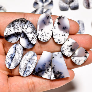 Natural Dendrite <b>Opal</b> Pair Cabochon Loose Gemstone Cabochon Pair Gemstone Mix Shape and Size Pair Gemstone for Jewelry Making - Product Image 6