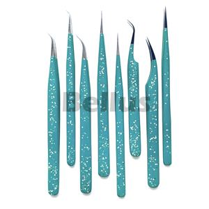 Pince à épiler en acier inoxydable à pointes multiples en fibres bleues douces et élégantes pour salon de beauté professionnel - Product Image 3