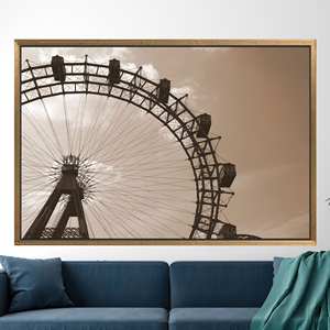 Tableau imprimé sur toile : Décoration murale vue sur parc d'attractions, 1P : encadré or - Product Image 1