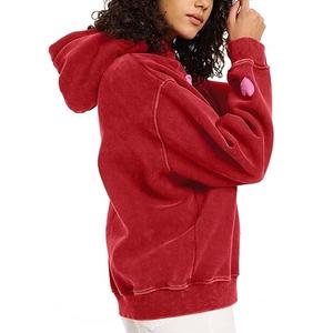 Sweat à capuche oversize pour femme, style décontracté, en molleton de coton lourd, brodé, à épaules tombantes, style décontracté, pour l'hiver - Product Image 3