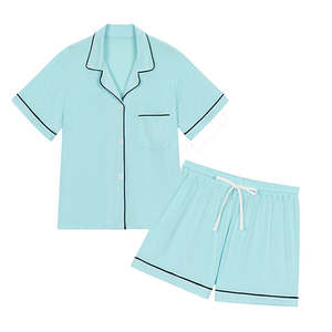 Ensemble de pyjama court en soie douce, léger, respirant, élégant, confortable pour la maison, vêtements de nuit d'été - Product Image 4