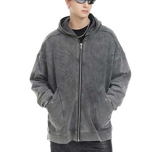 100% algodón lavado con ácido Streetwear Puff Print Sun Faded Acid Wash Vintage Hoodie - Product Image 4