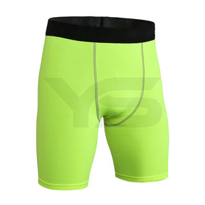 Pantalones cortos de compresión de gimnasio de cintura media para hombre de la mejor calidad, de Spandex Material, decoración de patrón sólido, bolsillos para correr, estilo informal - Product Image 2