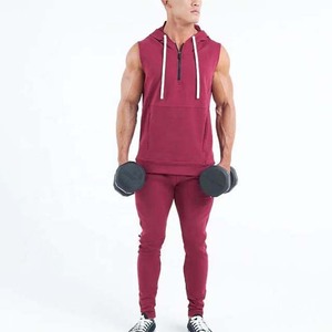 Sweat-shirt sans manches en coton tricoté pour homme, grande taille, décontracté, demi-zip, séchage rapide, respirant, vêtements de musculation - Product Image 6