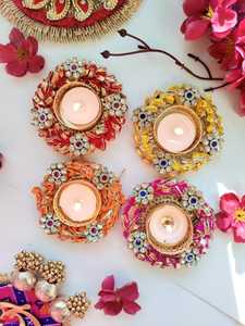 Diseño de piedra Gota tela Diya multicolor portavelas Mesa Festival decorativo Diya para decoración del hogar regalo de devolución - Product Image 2