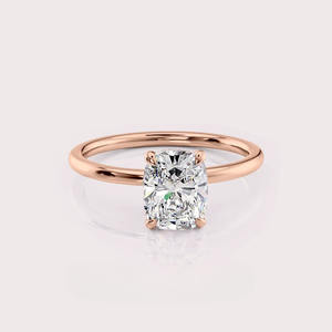 IGI Certified Radiant Shape Lab Created Diamond Engagement <b>Ring</b> 14K Rose / White & Yellow Gold Hidden Halo Bridal <b>Ring</b> - Product Image 5