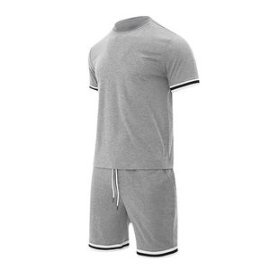 Ropa deportiva de algodón lavado con ácido para hombre, ropa de calle, pantalones cortos de gimnasio de 2 piezas y Conjunto de camiseta, ropa de verano de talla grande - Product Image 2