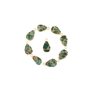 Mohave Emerald Cuivre Turquoise Connecteur Or Galvanoplastie Bordée Forme de poire 10x14mm Connecteur Simple Bail Findings Supplies - Product Image 3