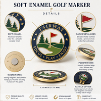 Marcador de Pelotas de Golf Magnético con Logotipo Personalizado al por Mayor, Clip para Gorra Hecho de Aleación de Zinc, para Accesorios y Marcas de Golf