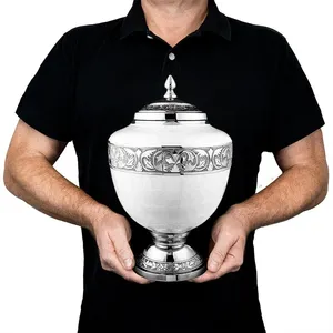 Urna de cremación de Metal de estilo americano de 12x7,5 pulgadas, hermosa y grande, capacidad de 200 pulgadas cúbicas, suministros funerarios de peso pesado - Product Image 2