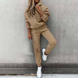 ชุดวอร์มขนาดใหญ่พิเศษสำหรับผู้หญิงชุดวิ่งโอเวอร์ไซส์สีทึบทรงพอดีตัวปกติ - Product Image 4