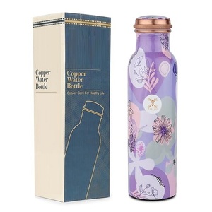 Bouteille en cuivre pur pour eau | Bouteille métallique ayurvédique étanche | Sans BPA | Fourniture OEM et en vrac disponible avec impression personnalisée - Product Image 6