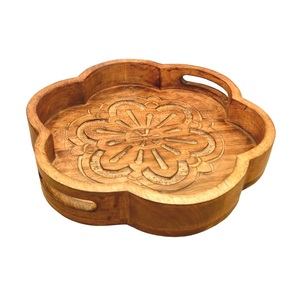 Handcrafted Fruit Salad Mixing & Serving Rustic Wooden Bowl With Enamel Finishing For Home & Hotel Tableware Decoration Usage - Product Image 3