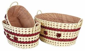 Plateau de service en feuille de palmier tissé à la main à prix économique paniers tissés à poignée confortable pour chambre salon salle de bain - Product Image 2