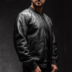 Veste de motard en cuir véritable pour homme, col montant unisexe, coupe-vent, logo personnalisé sur le devant, vente en gros - Product Image 3