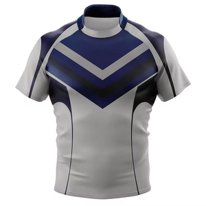 เสื้อรักบี้ไซส์ใหญ่ 100% โพลีเอสเตอร์ ระบายอากาศได้ดี ป้องกันรังสียูวี แห้งเร็ว ออกแบบโลโก้แบบซับลิเมชั่นตามสั่ง ปักลาย แขนสั้น - Product Image 3