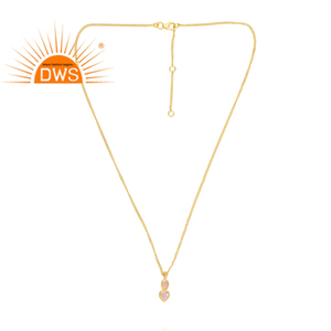 Último diseño de plata esterlina Natural Cz y Arco Iris Luna piedra colgante collar Demi joyería fina fabricante - Product Image 1