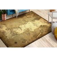 KayraHome Game of Thrones Karten-Design Patchwork Brauner Wollteppich - Luxuriöser Umweltfreundlicher Traditioneller Esszimmer-Teppich mit Mittlerem Flor