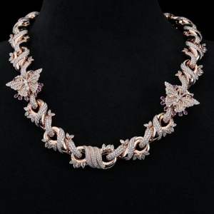 Cadena Cubana Personalizada de Alta Calidad con Incrustaciones de Diamantes de Imitación VVS1, Estilo Hip-Hop Popular, con Diamantes de Imitación Reales, Estilo Miami - Product Image 1