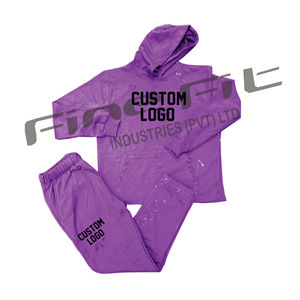Survêtement à logo appliqué pour hommes, pantalon de survêtement évasé à capuche, ensemble de jogging deux pièces avec écusson de broderie personnalisé, vêtements de rue - Product Image 4