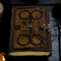 Carnet en cuir Darkhold Damned, gaufré, avec motif pierre maléfique, livre de sorts vierge, couverture rigide écarlate, thème Horreur, Feng Shui, Religieux
