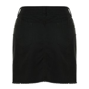 Falda vaquera de cintura alta para mujer, pantalones cortos de mezclilla con botón de empalme, de playa, de verano - Product Image 2