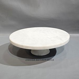 Support à gâteau en marbre blanc de luxe avec design à dessus rond pour plateau à fromage bonbons collations biscuits assiette porte-cupcake présentoir à salade - Product Image 5