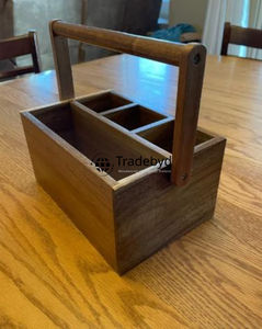 Porte-couverts multifonction en bois de qualité supérieure fait à la main organisateur de cuisine rustique boîte de rangement de salle à manger écologique Tradebyd - Product Image 4