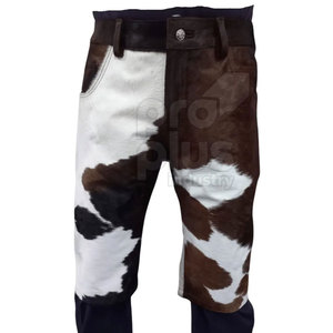 กางเกงขาสั้นหนังวัวแท้สำหรับผู้ชาย สไตล์ลำลอง เรียบง่าย เป็นมิตรกับสิ่งแวดล้อม หรูหรา ทำมือ แฟชั่นนักขี่มอเตอร์ไซค์ - Product Image 2