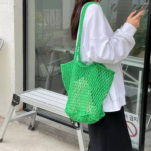 กระเป๋าถือเชือกล่างทรงสี่เหลี่ยมขนาดใหญ่สไตล์เกาหลี - Product Image 1