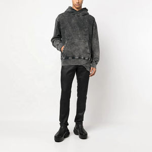 Sweat-shirts pour hommes de haute qualité 2026, 380G-480G, 100% coton, style streetwear, surdimensionné, épaules tombantes, poche avant, vintage, délavé à l'acide - Product Image 4