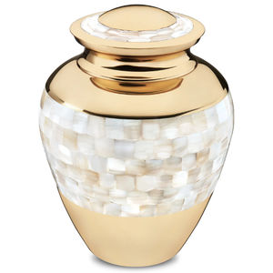 Elegant Polished Brass Cremation Ashes Urn <b>Box</b> with Floral Pattern and Personalized <b>Memorial</b> Text - Product Image 5