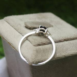 แหวนโอนิกซ์สีดำตัดรูปไข่925สเตอร์ลิงเงินวันเกิดหินของขวัญวันครบรอบแต่งงานสำหรับผู้หญิงสำหรับภรรยา - Product Image 2