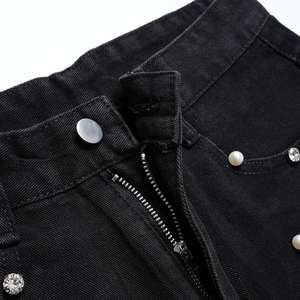 OEM Wholesale Oversized Y2K Cotton Spandex Baggy Vintage Custom Wide Embroidery <b>Denim</b> Jean Distress Patchwork <b>Men's</b> <b>Shorts</b> - Product Image 2