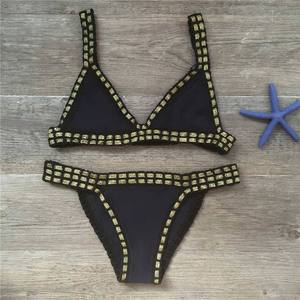 Ensemble bikini au crochet style européen et américain 2026, motif uni, maillot de bain tricoté patchwork avec logo à la taille, ensemble 2 pièces Aliexpress - Product Image 2