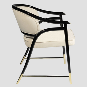 เก้าอี้รับประทานอาหารหุ้มเบาะสีงาช้างแบบหรูหราออกแบบทันสมัยทำจากไม้เนื้อแข็งเฟอร์นิเจอร์ห้องรับประทานอาหาร - Product Image 2