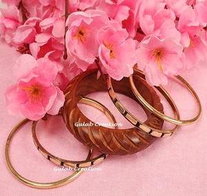 Handcrafted Lightweight Wood Brass Bangle Set <b>Boho</b> Style Natural Wooden <b>Bracelets</b> for Womens Fashion Ethnic Jewelry Collection - Product Image 4