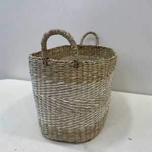 ตะกร้าทรงรีจากหญ้าทะเลอเนกประสงค์ หรูหรา เป็นมิตรกับสิ่งแวดล้อม - Product Image 4