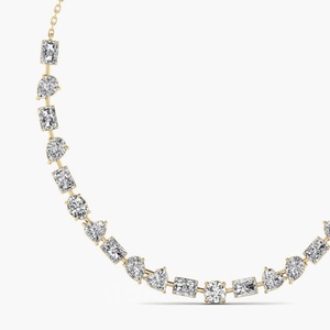 925 Sterling <b>Silver</b> Multi Shape Diamond <b>Necklace</b> from India | Artistic Blend of <b>Heart</b> & Pear Cuts - Product Image 3