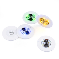 Sous-verres autocollants pour bouteilles à LED avec 4 LED ultra-lumineuses Décor de service de boissons de couleur personnalisée écologique pour les fêtes et les mariages
