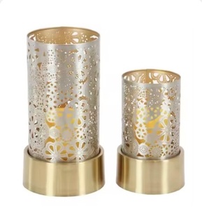 เชิงเทียนแก้วโลหะสีทองตกแต่งบ้านดีไซน์เนอร์หรูหราทำด้วยมือ - Product Image 3