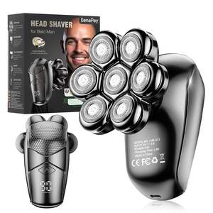 Kit de rasoir électrique 5-en-1 pour homme, étanche IPX7, rasoir rotatif à double lame, utilisation humide/sèche pour le visage, le corps et la barbe, avec têtes de rechange - Product Image 3