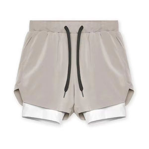 2025 Premium Quality High Street Men's Workout Gym <b>Shorts</b> Cotton <b>Phone</b> <b>Pocket</b> Double Layer OEM Solid Pattern Anti-Wrinkle - Product Image 2