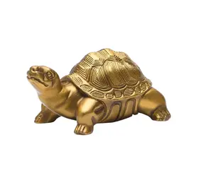 Messing Millennium Schildpad Standbeeld Goud Bureau Thuis Indoor Decoratieve Verzamelgeschenken Voor Ouderen 4''