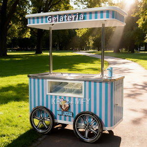 Carrito de Helados Gelato, Carrito de Flores Móvil para Exteriores, Carrito de Comida Callejera - Product Image 1