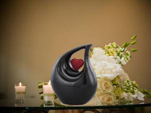 Black Urn Full Size Enamel Finish Metal Teardrop Cremation Urn <b>for</b> Human <b>Ashes</b> Upto 210Lbs Adult Teardrop Urn - Product Image 6