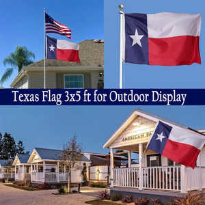 Bandera de Texas de alta resistencia 5x8 para exteriores, de lona de nailon Oxford con cabecera de fibra de vidrio, bordada con banderas de los Estados Unidos y rayas cosidas, hecha en Texas. - Product Image 5