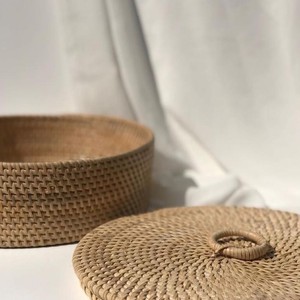 Cesta de almacenamiento de ratán tejida a mano redonda ecológica multifuncional con tapa tamaño y Color personalizables para decoración de aperitivos de frutas - Product Image 5